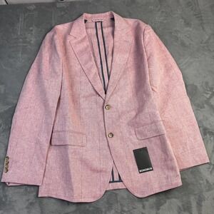 Bonobos Blazer Jacket Mens 44R Pink Slim Fit Linen Cotton Italian Fabric New